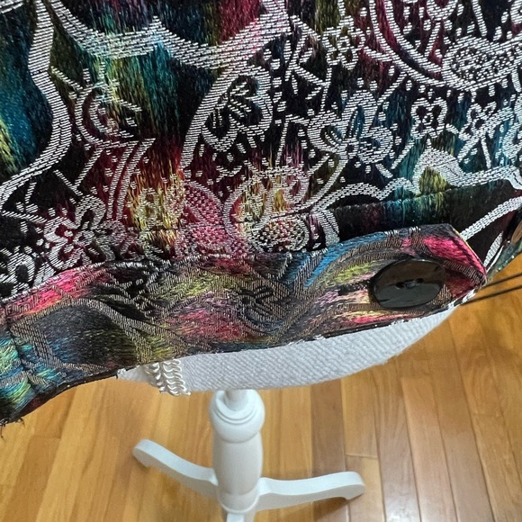 🔥🔥Chico's Blazer Floral Silver Metallic Rayon Silk Blend Size 1 Small - Picture 4 of 5